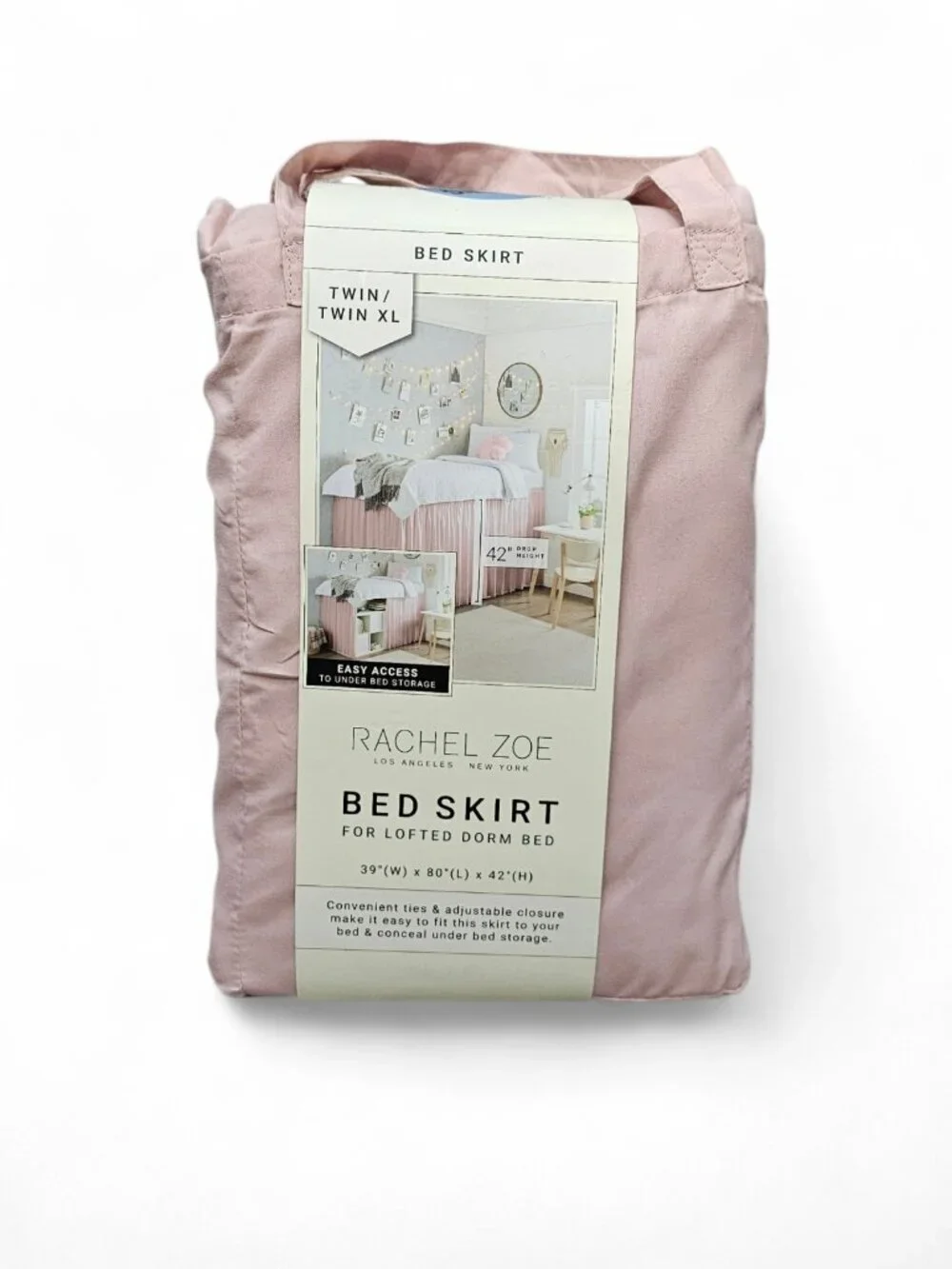 Rachel Zoe Bed Skirt Lofted Dorm Bed Twin XL Bedding New Pink 39